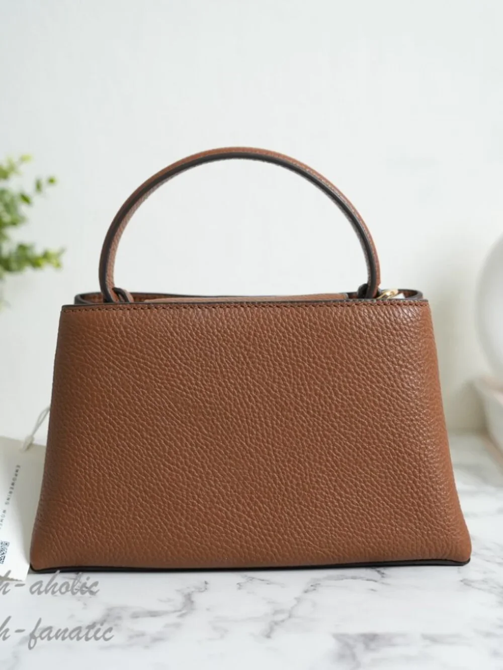 Tory Burch Britten Pebbled Leather Mini Satchel Crossbody in Moose NWT